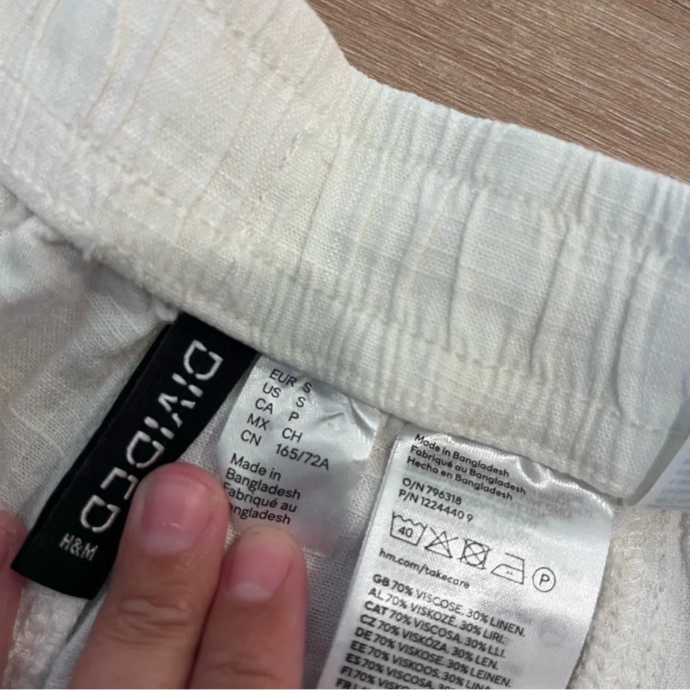 H&M Cream Textured Linen Balloon Pants